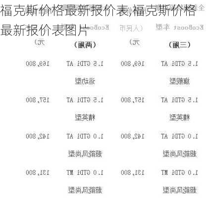 福克斯价格最新报价表,福克斯价格最新报价表图片