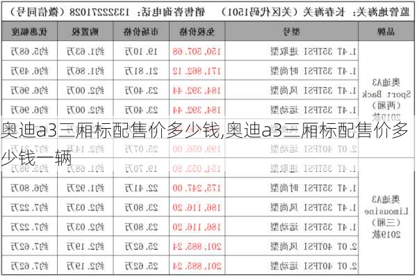 奥迪a3三厢标配售价多少钱,奥迪a3三厢标配售价多少钱一辆