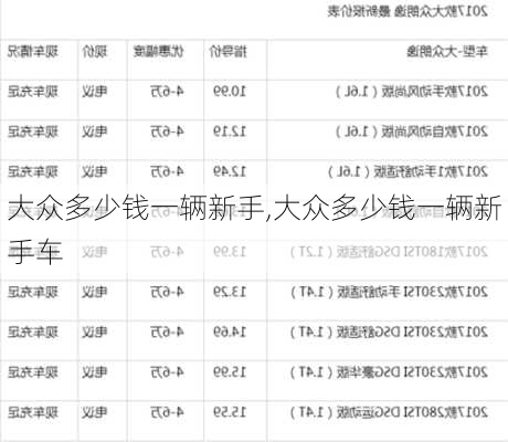 大众多少钱一辆新手,大众多少钱一辆新手车