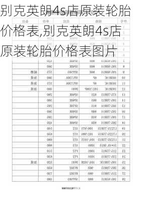 别克英朗4s店原装轮胎价格表,别克英朗4s店原装轮胎价格表图片