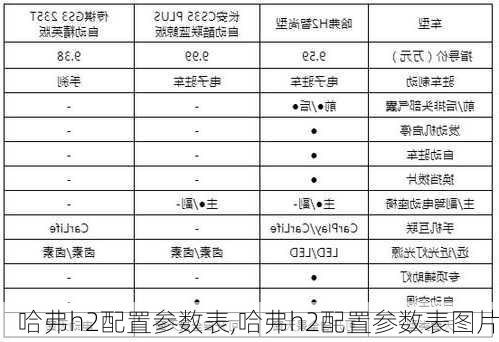 哈弗h2配置参数表,哈弗h2配置参数表图片