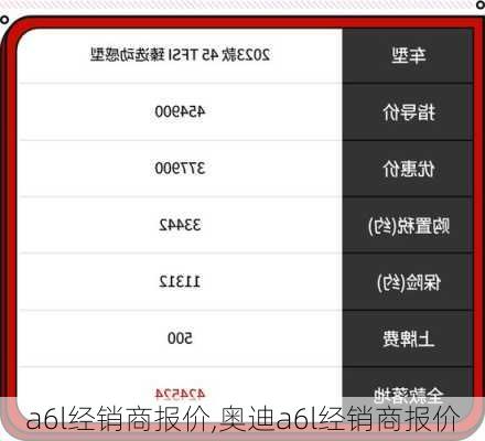 a6l经销商报价,奥迪a6l经销商报价