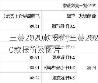 三菱2020款报价,三菱2020款报价及图片