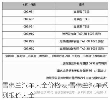 雪佛兰汽车大全价格表,雪佛兰汽车系列报价大全