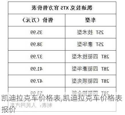 凯迪拉克车价格表,凯迪拉克车价格表 报价