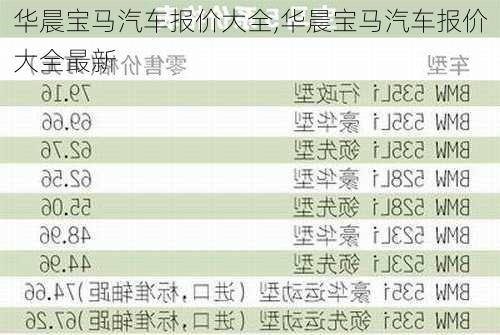 华晨宝马汽车报价大全,华晨宝马汽车报价大全最新