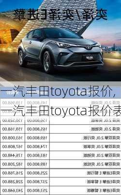 一汽丰田toyota报价,一汽丰田toyota报价表