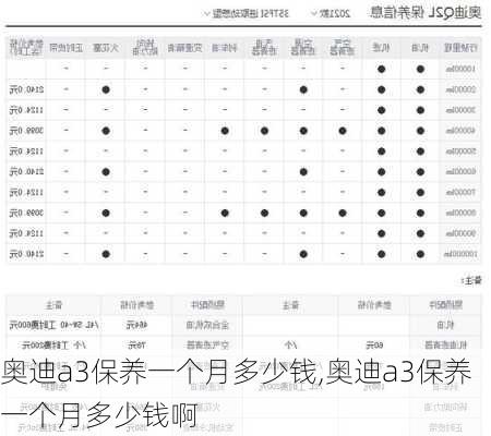 奥迪a3保养一个月多少钱,奥迪a3保养一个月多少钱啊