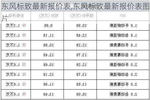 东风标致最新报价表,东风标致最新报价表图片