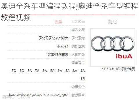 奥迪全系车型编程教程,奥迪全系车型编程教程视频