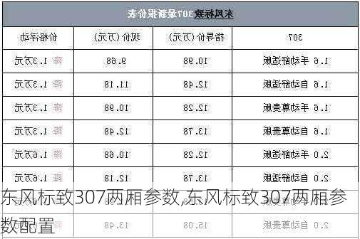 东风标致307两厢参数,东风标致307两厢参数配置