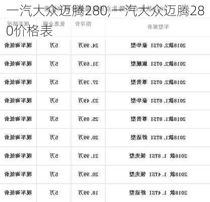 一汽大众迈腾280,一汽大众迈腾280价格表