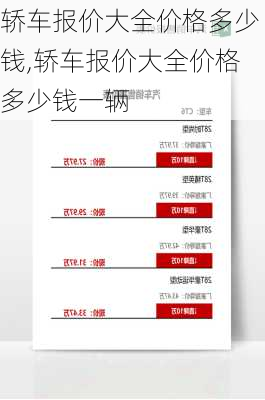 轿车报价大全价格多少钱,轿车报价大全价格多少钱一辆