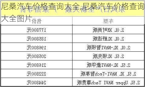 尼桑汽车价格查询大全,尼桑汽车价格查询大全图片