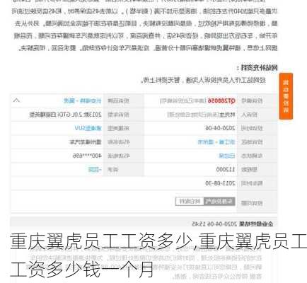 重庆翼虎员工工资多少,重庆翼虎员工工资多少钱一个月