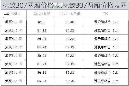 标致307两厢价格表,标致307两厢价格表图片