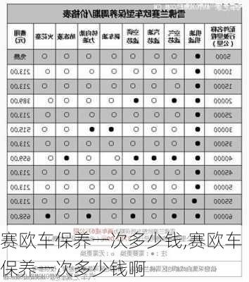 赛欧车保养一次多少钱,赛欧车保养一次多少钱啊