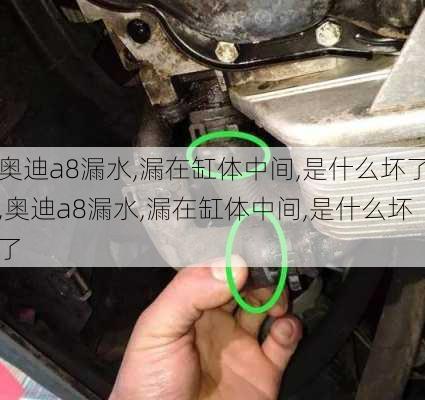 奥迪a8漏水,漏在缸体中间,是什么坏了,奥迪a8漏水,漏在缸体中间,是什么坏了