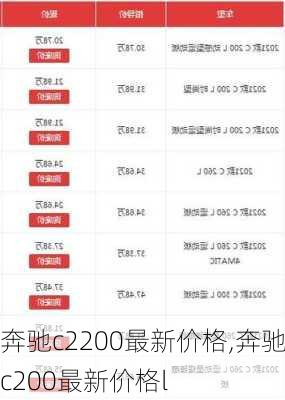 奔驰c2200最新价格,奔驰c200最新价格l