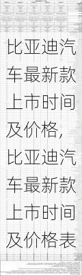 比亚迪汽车最新款上市时间及价格,比亚迪汽车最新款上市时间及价格表