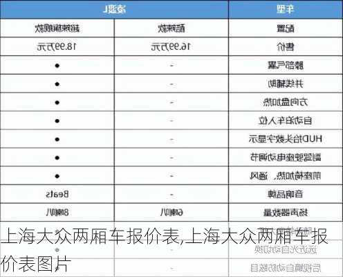 上海大众两厢车报价表,上海大众两厢车报价表图片