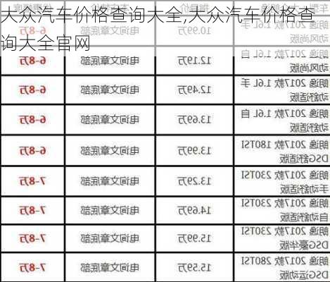 大众汽车价格查询大全,大众汽车价格查询大全官网