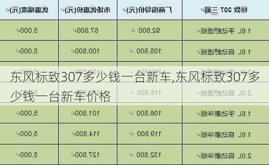 东风标致307多少钱一台新车,东风标致307多少钱一台新车价格