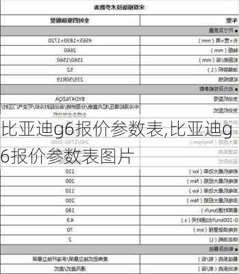 比亚迪g6报价参数表,比亚迪g6报价参数表图片