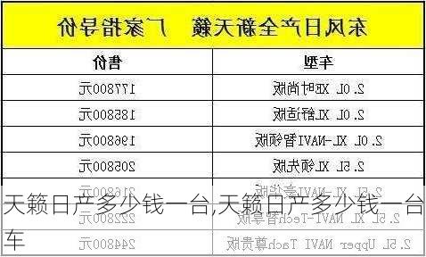 天籁日产多少钱一台,天籁日产多少钱一台车