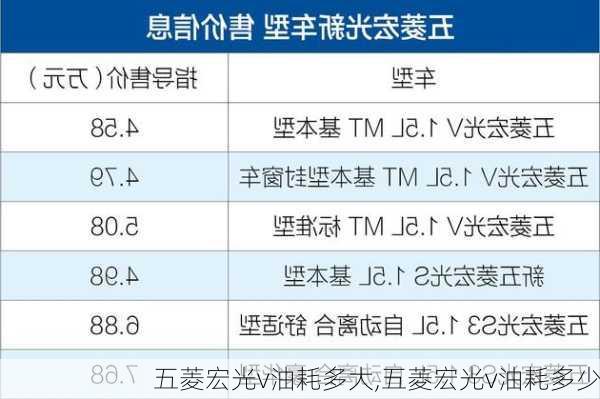 五菱宏光v油耗多大,五菱宏光v油耗多少