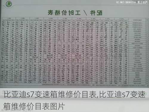 比亚迪s7变速箱维修价目表,比亚迪s7变速箱维修价目表图片