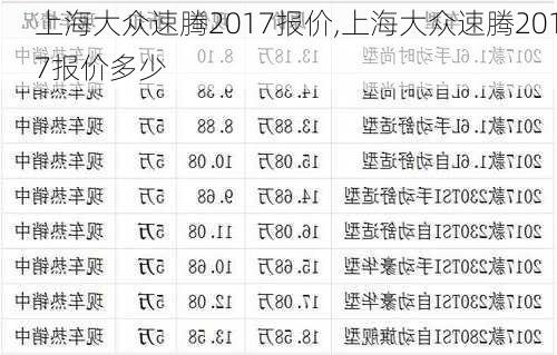 上海大众速腾2017报价,上海大众速腾2017报价多少