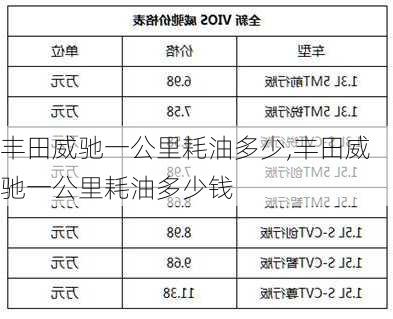 丰田威驰一公里耗油多少,丰田威驰一公里耗油多少钱