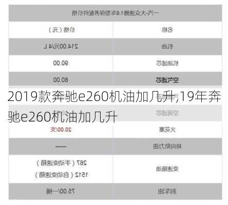 2019款奔驰e260机油加几升,19年奔驰e260机油加几升