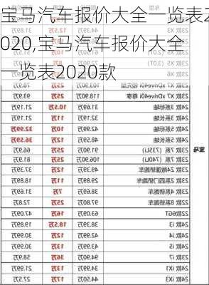 宝马汽车报价大全一览表2020,宝马汽车报价大全一览表2020款