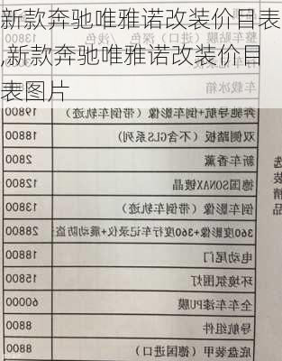 新款奔驰唯雅诺改装价目表,新款奔驰唯雅诺改装价目表图片