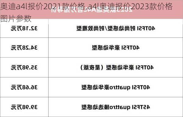 奥迪a4l报价2021款价格,a4l奥迪报价2023款价格图片参数