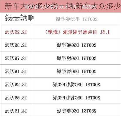 新车大众多少钱一辆,新车大众多少钱一辆啊