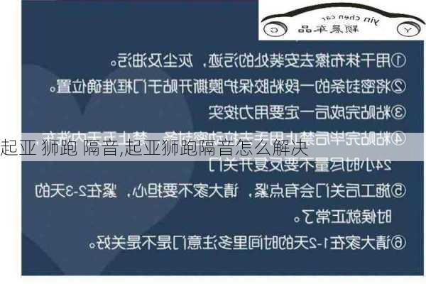 起亚 狮跑 隔音,起亚狮跑隔音怎么解决