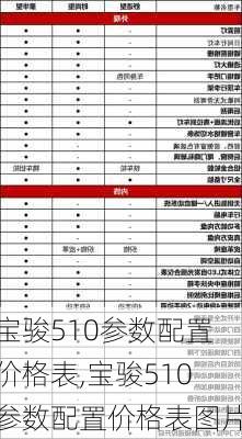 宝骏510参数配置价格表,宝骏510参数配置价格表图片