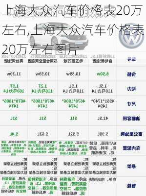 上海大众汽车价格表20万左右,上海大众汽车价格表20万左右图片