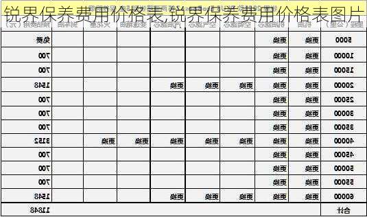 锐界保养费用价格表,锐界保养费用价格表图片