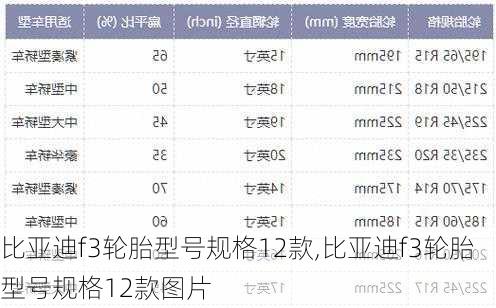 比亚迪f3轮胎型号规格12款,比亚迪f3轮胎型号规格12款图片