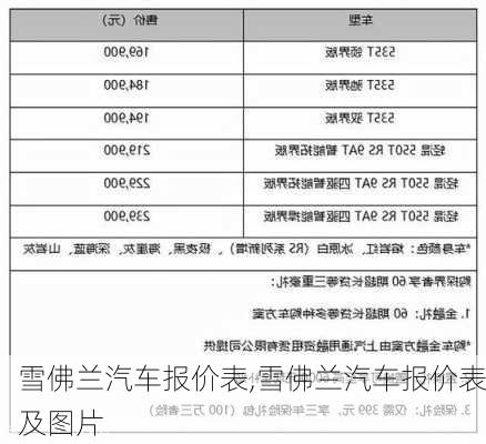 雪佛兰汽车报价表,雪佛兰汽车报价表及图片