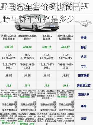 野马汽车售价多少钱一辆,野马轿车价格是多少