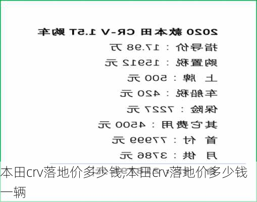 本田crv落地价多少钱,本田crv落地价多少钱一辆