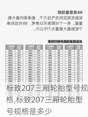 标致207三厢轮胎型号规格,标致207三厢轮胎型号规格是多少