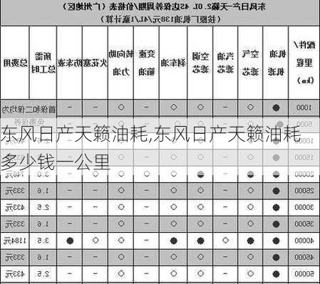 东风日产天籁油耗,东风日产天籁油耗多少钱一公里