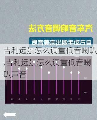 吉利远景怎么调重低音喇叭,吉利远景怎么调重低音喇叭声音