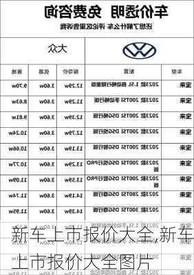 新车上市报价大全,新车上市报价大全图片